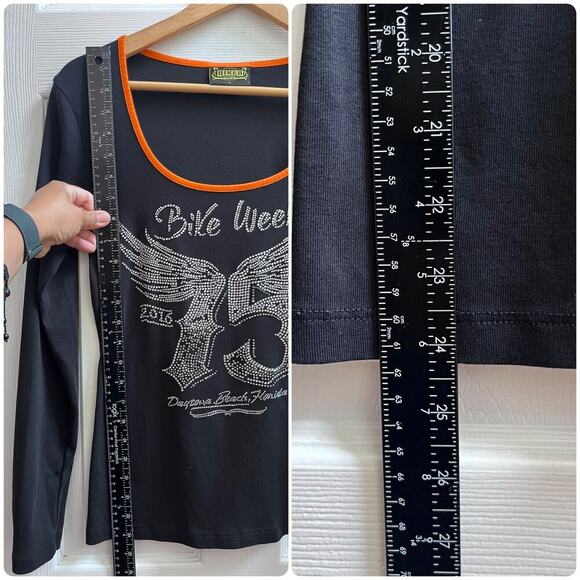 Biker Clothing *Imperfection* Bling 2016 Bike Week Scoop Neck Top Size Large - Picture 8 of 10